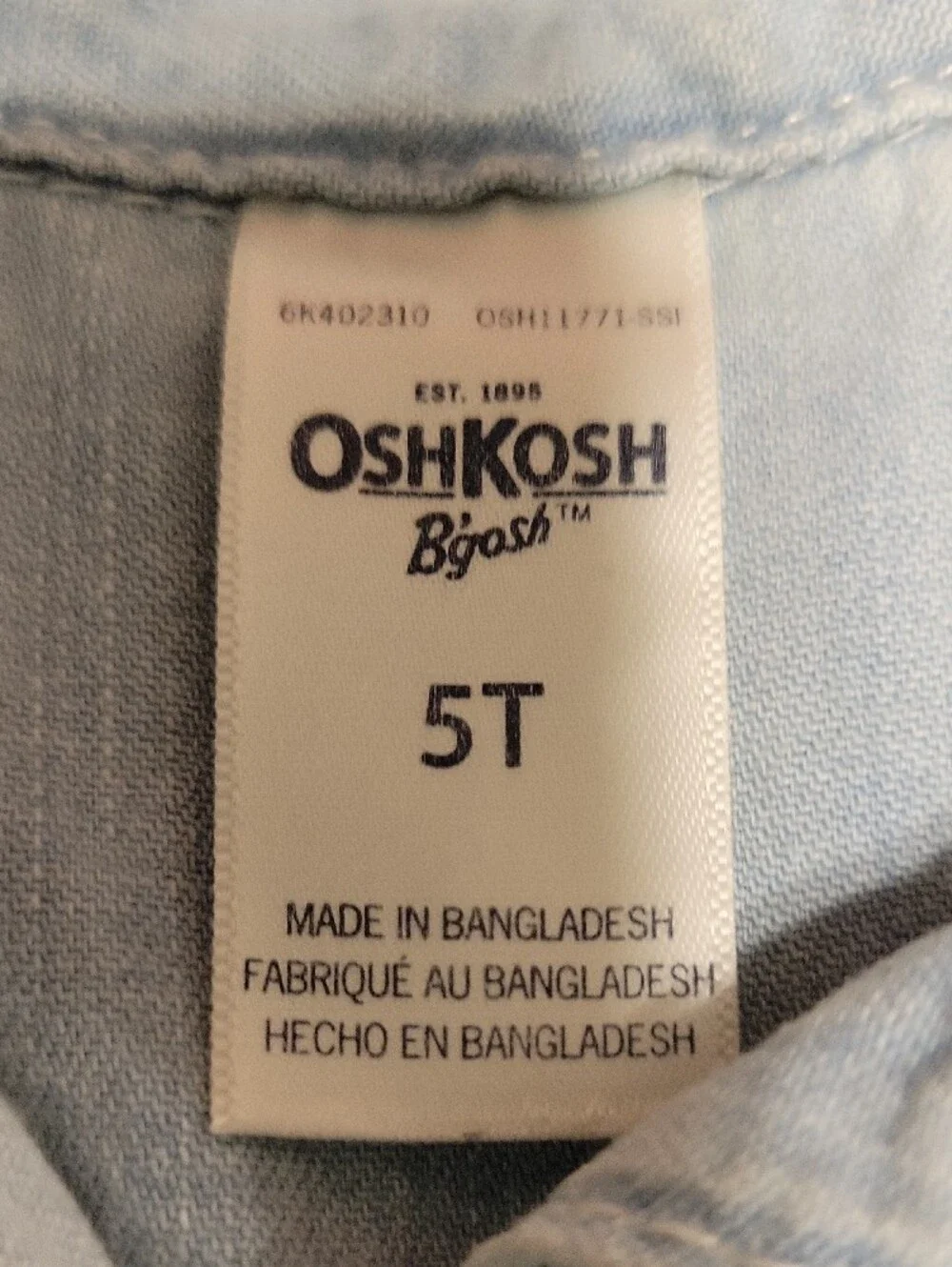 OshKosh B'gosh Light Blue Denim-Style Top with Pink Tulle Skirt Dress, Snaps